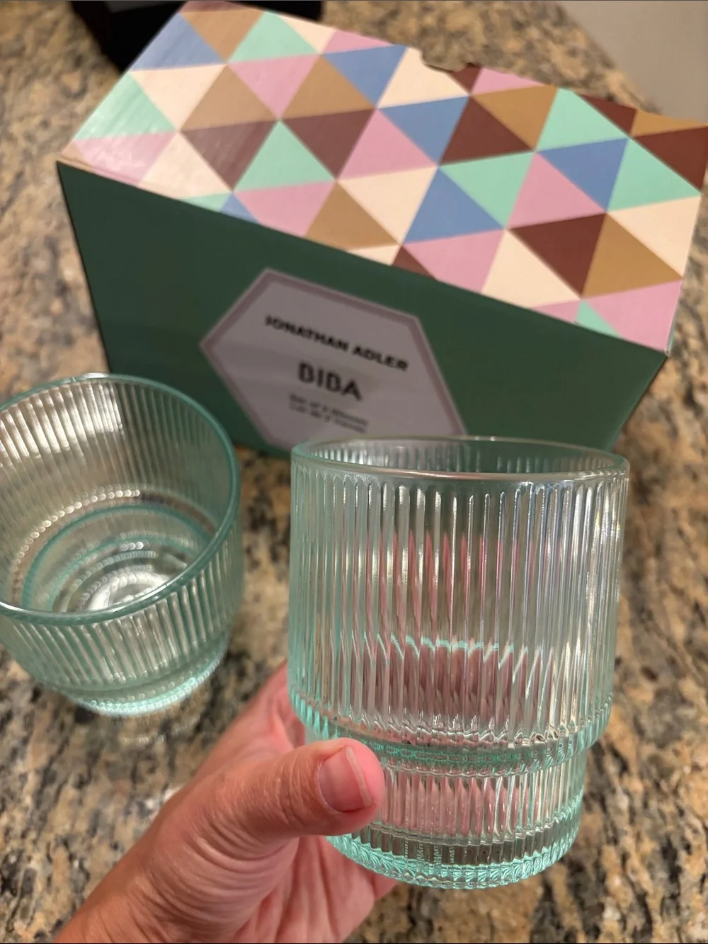 Jonathan Adler BIBA Ribbed Glasses - Set of 2 - NWT